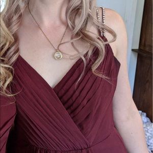 David’s Bridal Maxi Chiffon Dress in Burgundy Wine